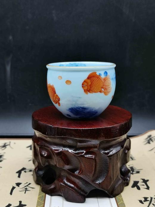 B-YY-1003 隐艺青花斗彩 金玉满堂 压手小缸 玉泥制 商品图0