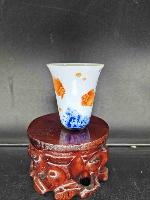 B-YY-1004 隐艺青花斗彩 金玉满堂 仰钟杯 玉泥制 商品图0