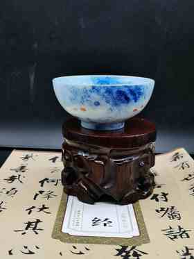 B-YY-1002 隐艺青花斗彩 金玉满堂 普洱杯 玉泥制