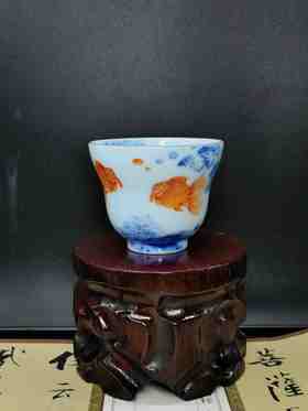 B-YY-1005 隐艺青花斗彩 金玉满堂 撒口杯 玉泥制