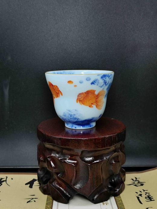 B-YY-1005 隐艺青花斗彩 金玉满堂 撒口杯 玉泥制 商品图0