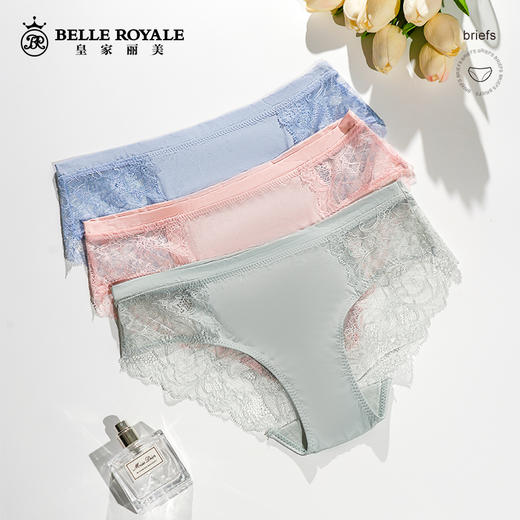 【45元5条，数量拍5】小码性感蕾丝轻薄款贴肤透气纯棉底裆女夏季中低腰三角底裤DKM1219K1677-K1 商品图0
