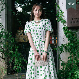 荷言GL 绿波间 绿色波点连衣裙