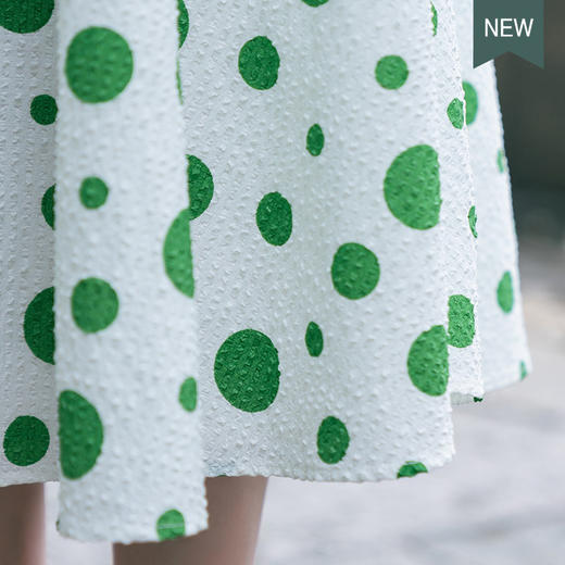 荷言GL 绿波间 绿色波点连衣裙 商品图4