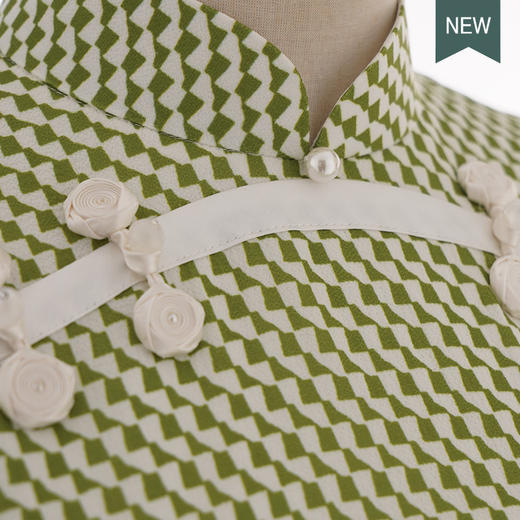 荷言GL 盼兮 改良旗袍清新绿喇叭袖少女感（特价） 商品图2