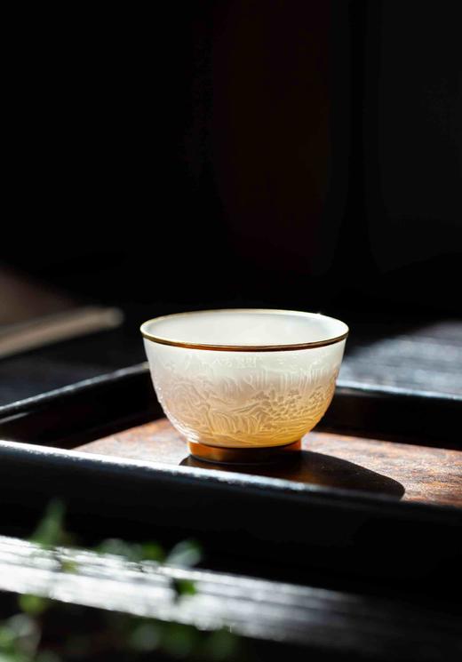 B-SST-3002素手堂 玉泥线雕鎏金杯 千里江山 商品图1