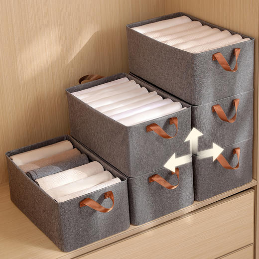 布艺百搭可折叠加厚灰色阳离子收纳盒手提式收纳筐收纳箱 商品图2