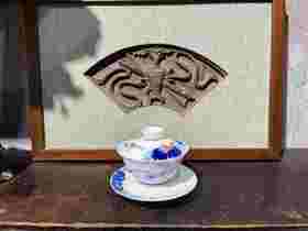 B-YYSZ-0017 萧御手作 青花荷花盖碗 秘制玉泥料