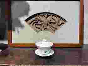 B-YYSZ-0019 萧御手作 青花迷你双鱼盖碗 秘制玉泥料