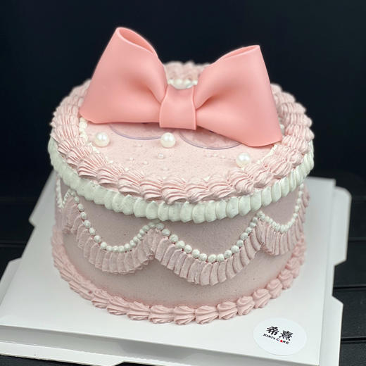 粉色复古蝴蝶结蛋糕 商品图0