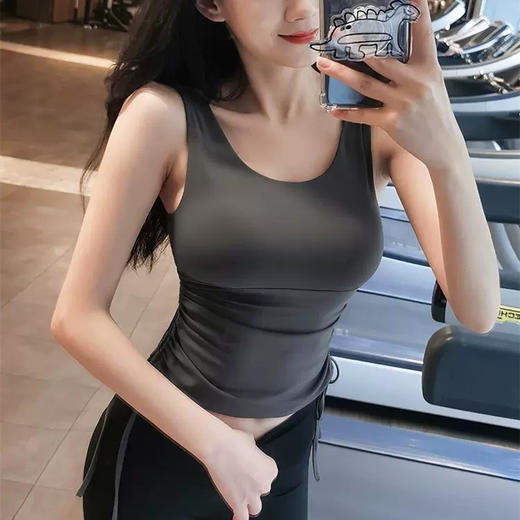 跃牌【健舞健美】系列一体式带胸垫无袖跑步训练健身瑜伽背心8309（可拆胸垫） 商品图5