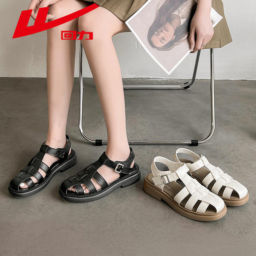 回力女鞋罗马凉鞋女2023新款仙女风包头鞋子夏季百搭编织小皮鞋女WSL(WZ)-0755 商品图1