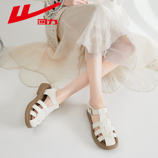 回力女鞋罗马凉鞋女2023新款仙女风包头鞋子夏季百搭编织小皮鞋女WSL(WZ)-0755 商品图4