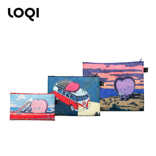 德国LOQI博物馆系列 环保收纳袋三件套合集  文具数码配件收纳整理套包洗漱化妆防泼水 商品图6
