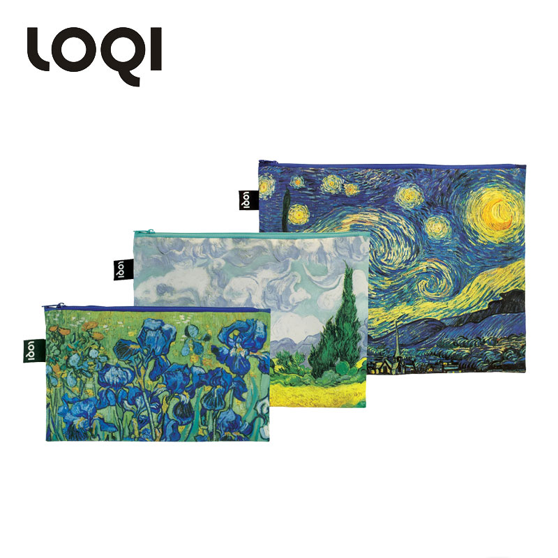 德国LOQI博物馆系列 环保收纳袋三件套合集  文具数码配件收纳整理套包洗漱化妆防泼水