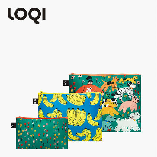 德国LOQI博物馆系列 环保收纳袋三件套合集  文具数码配件收纳整理套包洗漱化妆防泼水 商品图5