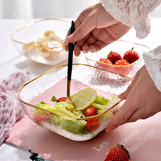 璃说疏影方形锤纹碗大中小240-800ml 商品图1