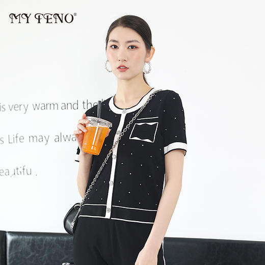 M1L2马天奴  小香风拼接T恤MRS613SWH0 商品图0