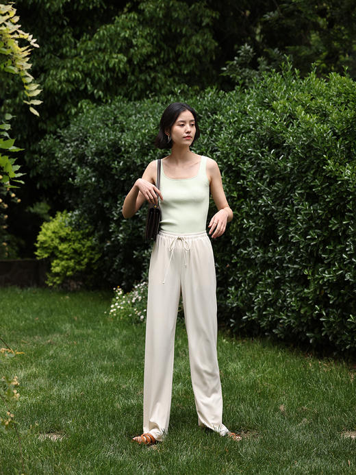 HeyDress冰丝阔腿裤女夏季高腰宽松显瘦针织直筒裤休闲百搭裤子 商品图3