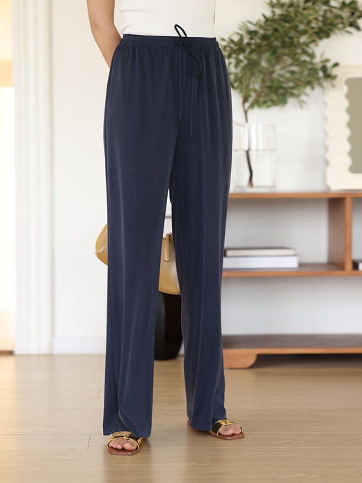 HeyDress冰丝阔腿裤女夏季高腰宽松显瘦针织直筒裤休闲百搭裤子 商品图1
