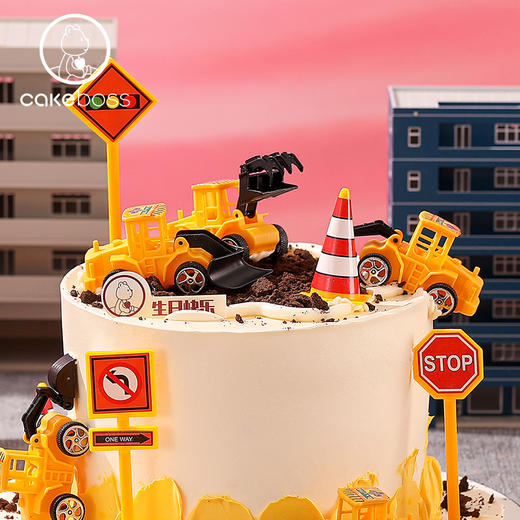 挖掘机水果奶油生日蛋糕 商品图1
