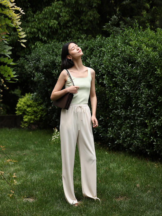 HeyDress冰丝阔腿裤女夏季高腰宽松显瘦针织直筒裤休闲百搭裤子 商品图2