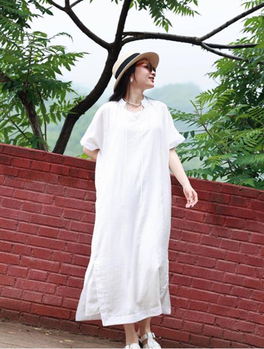 【抖音专属】V领连衣裙（23707286-丝白） 商品图0