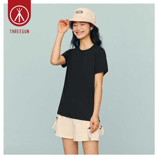 Threegun三枪 【高支水光棉】圆领女士短袖T恤-24124A011 商品图6