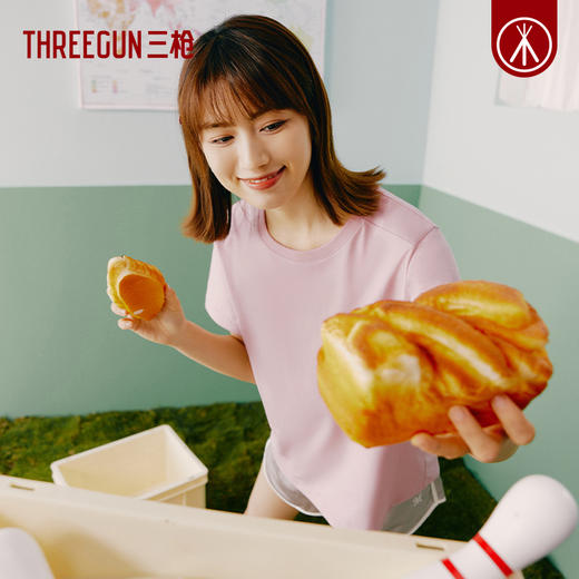 Threegun三枪 【水柔棉】圆领女士短袖T恤-24236A011 商品图2