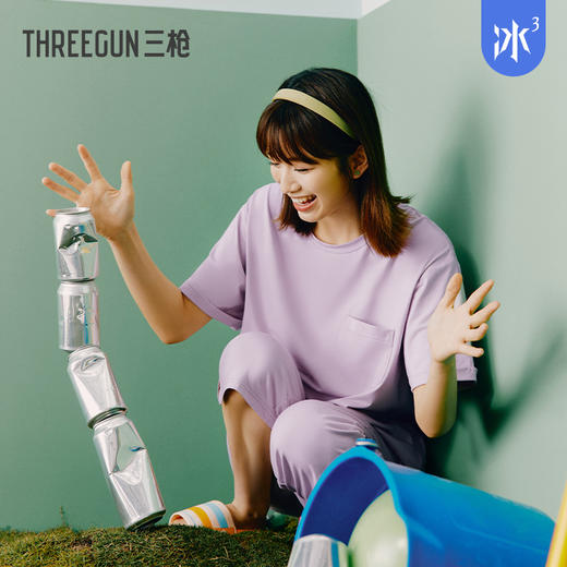 Threegun三枪 【爽滑密棉】圆领短袖中裤女士家居套家居服-82248D011 商品图6