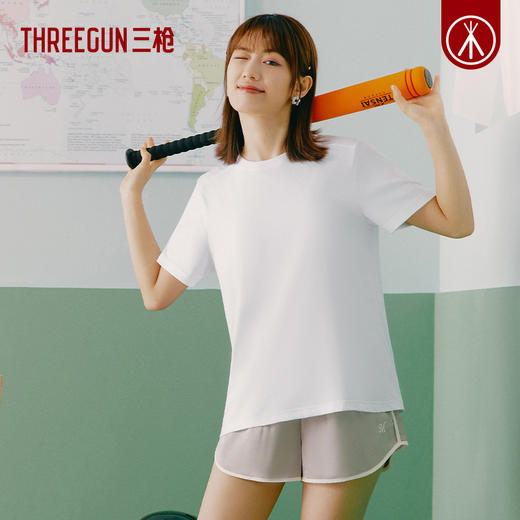 Threegun三枪 【水柔棉】圆领女士短袖T恤-24236A011 商品图3