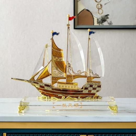 罗比罗丹一帆风顺珐琅彩船办公室客厅摆件开业商务礼品（仅1件，无货退款） 商品图4
