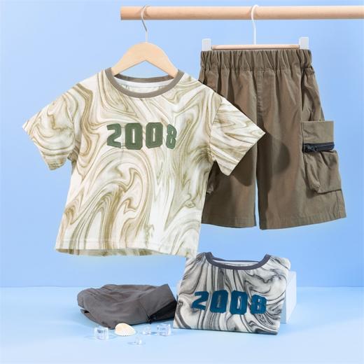 贝贝怡男童短袖套装夏装中童宝宝衣服儿童t恤两件套232T2616
 商品图0