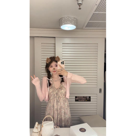 金蘑菇菇 夏花 艺术氛围碎花 / 无袖碎花裙纯欲风挂脖背带连衣裙 商品图3