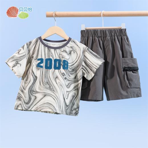 贝贝怡男童短袖套装夏装中童宝宝衣服儿童t恤两件套232T2616
 商品图5