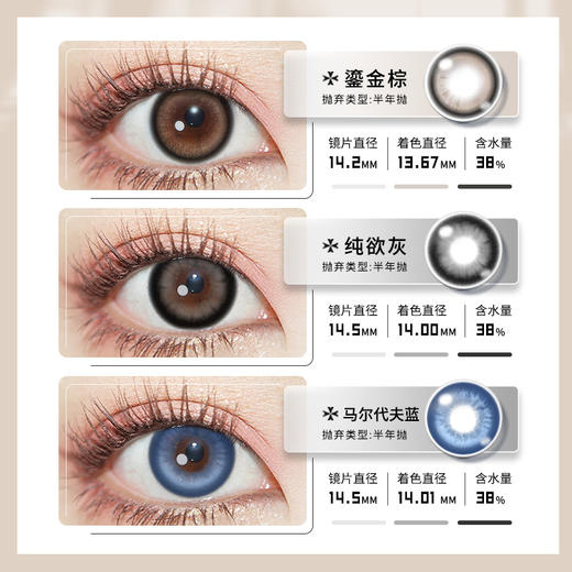 魅惑复古通勤必备眼珠子半年抛美瞳一片装（1副拍2，YB08） 商品图4