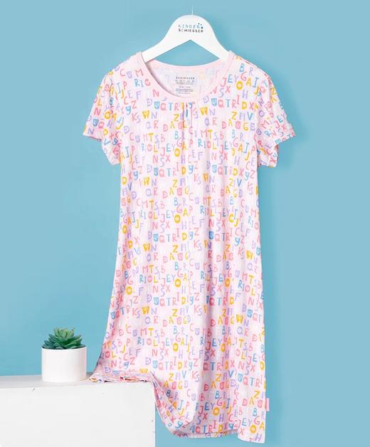 【抽象字母莫代尔】SCHIESSER舒雅童装莫代尔睡裙夏新款印花女童家居连衣裙中大童睡衣中裙3F/20884D 商品图0