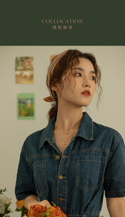 Oflye潮流饰品 质感蛇链月亮吊坠双层叠戴项链女欧美 商品图12