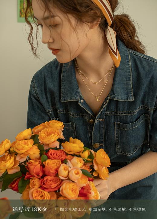 Oflye潮流饰品 质感蛇链月亮吊坠双层叠戴项链女欧美 商品图3