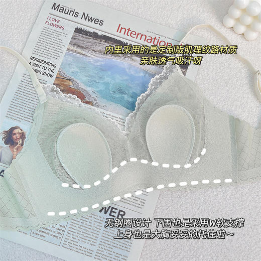 【龙贝莱精选】蕾丝超薄款兔耳朵软支撑内衣女无痕聚拢大胸显小收副乳防下垂文胸H232276958 商品图2