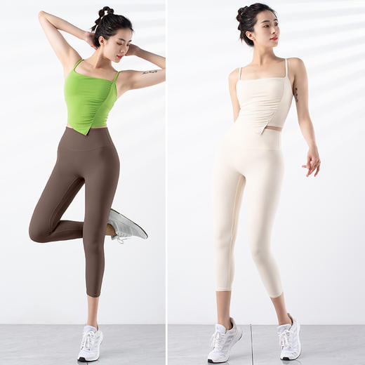 跃牌【禅语梵心系列】新品无痕速干塑身高腰提臀一片式裸感瑜伽七分裤F2243 商品图2