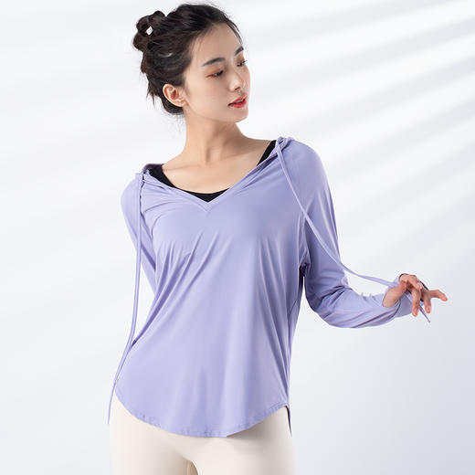 跃牌【禅语梵心系列】新品连帽防晒防紫外线速干跑步透气凉感瑜伽服罩衫F2274（不带胸垫） 商品图1