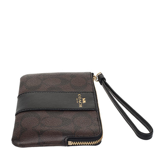 COACH 蔻驰 Corner Zip 16 拼色老花帆布配皮短款女士手拿包 F58035IMAA8 商品图1