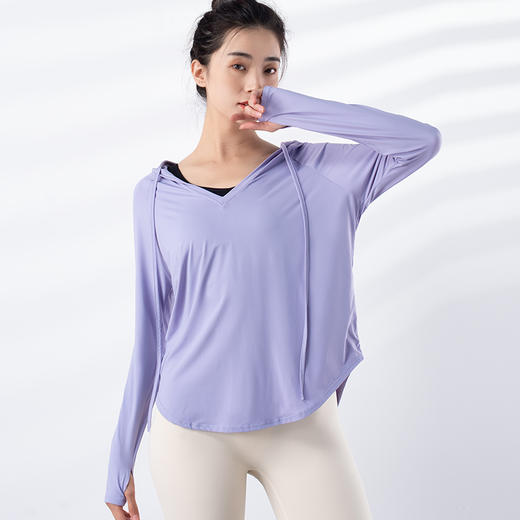 跃牌【禅语梵心系列】新品连帽防晒防紫外线速干跑步透气凉感瑜伽服罩衫F2274（不带胸垫） 商品图0