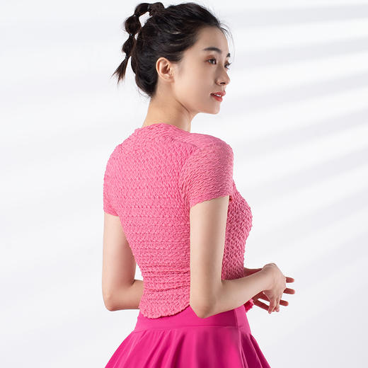 跃牌【禅语梵心系列】新款百搭固定式胸垫透气健身瑜伽服短袖 F2236（一体式胸垫） 商品图4