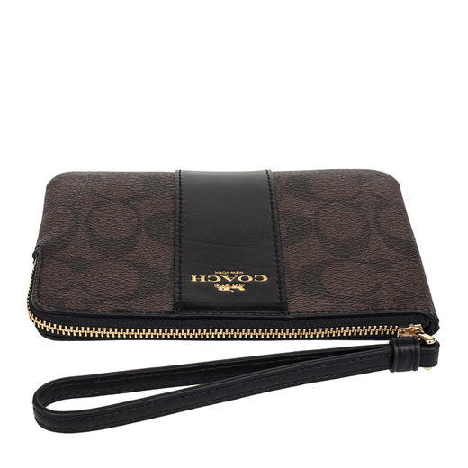 COACH 蔻驰 Corner Zip 16 拼色老花帆布配皮短款女士手拿包 F58035IMAA8 商品图2