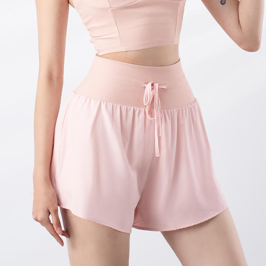 跃牌【禅语梵心系列】夏薄防走光高腰收腹宽松休闲速干瑜伽短裤F2212 商品图3