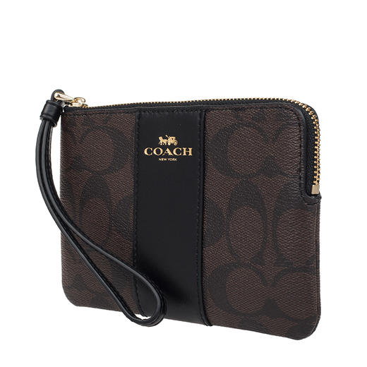 COACH 蔻驰 Corner Zip 16 拼色老花帆布配皮短款女士手拿包 F58035IMAA8 商品图6