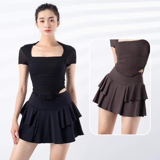 跃牌【禅语梵心系列】新款防走光运动羽毛球网球跑步高腰A字半身裙 F2239 商品图1