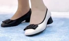 🔥【现货秒杀】软底高跟豆豆鞋👠轻便舒适全牛皮包裹一脚蹬